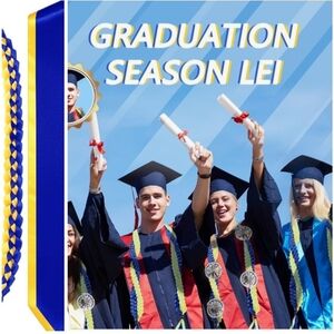 🍎 New Graduation Ribbon Money Lei Braided Necklace Graduation 2024 Gold Yellow